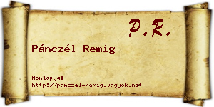 Pánczél Remig névjegykártya